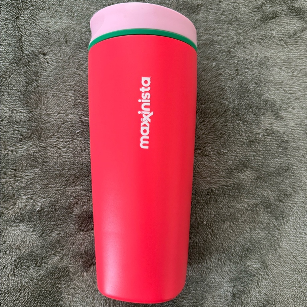 Maxinista Red Tumbler with Pink Lid